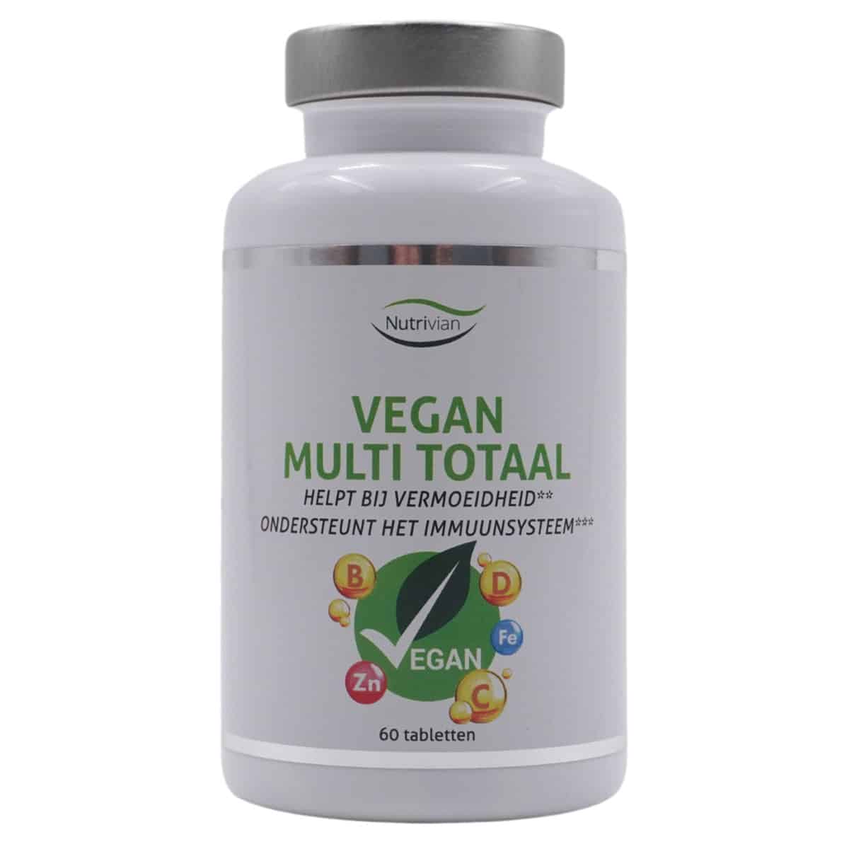 Multi vitaminen van Nutrivian, geschikt voor vegans en vegetariërs.